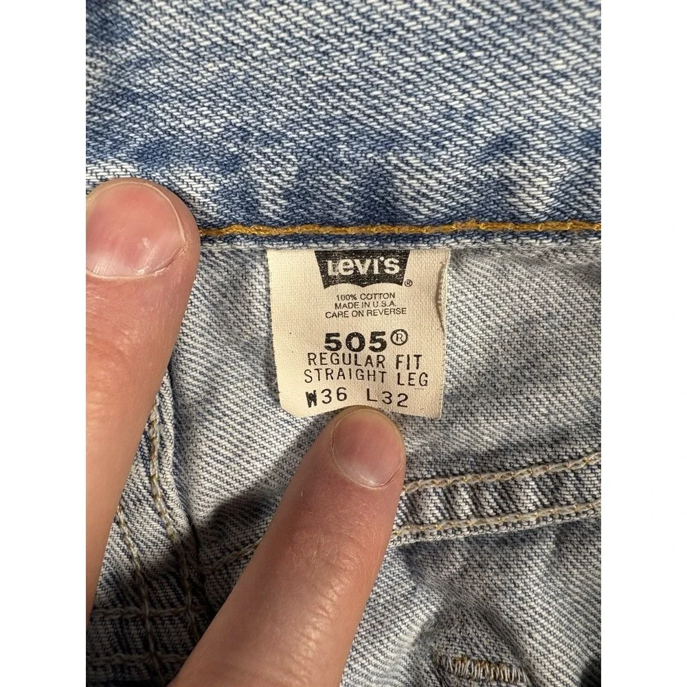 Vintage Levis 505 Jeans Men's 36x32 Denim Straight Leg Made USA 11/1990